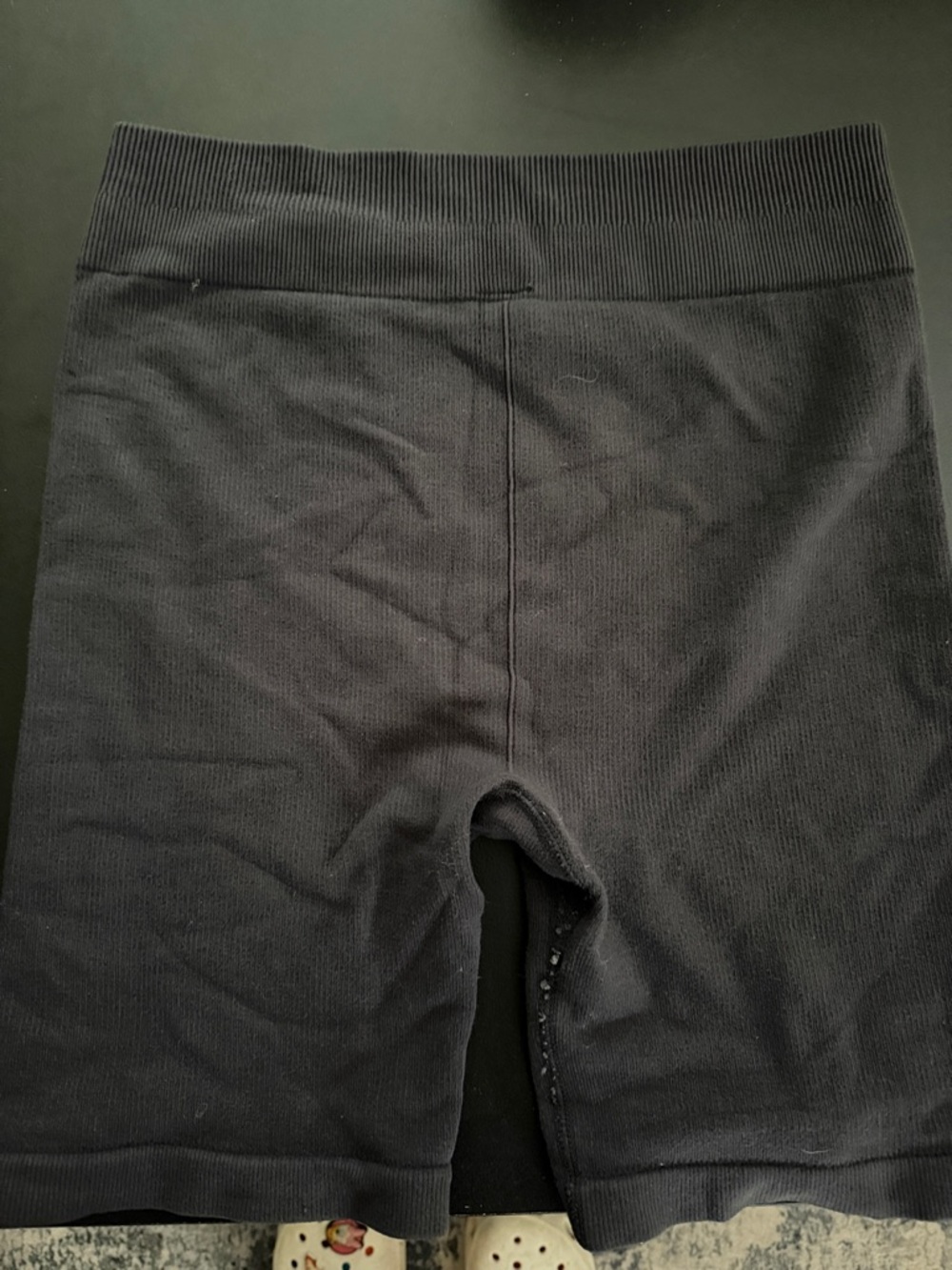 Dark Grey Ribbed High-Waist Bike Shorts
